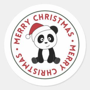 Panda Christmas Snow Winter Animals Pandas Classic Round Sticker