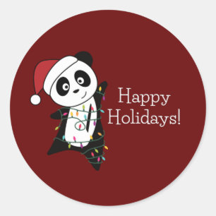 Panda Christmas Snow Winter Animals Pandas Classic Round Sticker