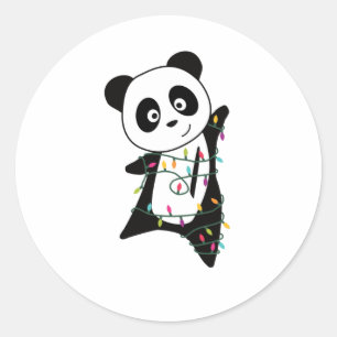 Panda Christmas Snow Winter Animals Pandas Classic Round Sticker