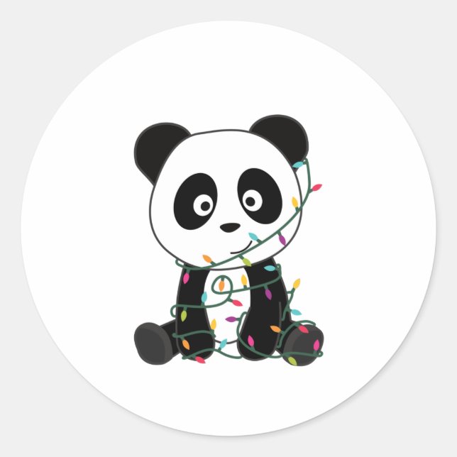 Panda Christmas Snow Winter Animals Pandas Classic Round Sticker (Front)