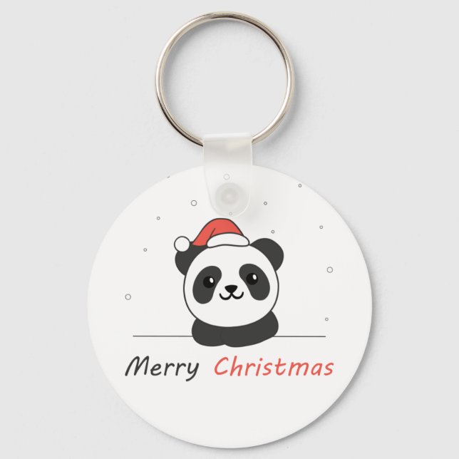 Panda Christmas Snow Winter Animals Pandas Key Ring (Front)