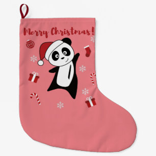 Panda Christmas Snow Winter Animals Pandas Large C Large Christmas Stocking