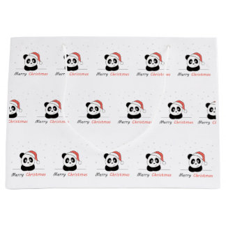 Panda Christmas Snow Winter Animals Pandas Large Gift Bag