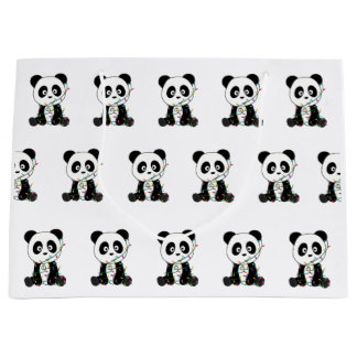 Panda Christmas Snow Winter Animals Pandas Large Gift Bag