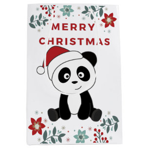 Panda Christmas Snow Winter Animals Pandas Medium Gift Bag