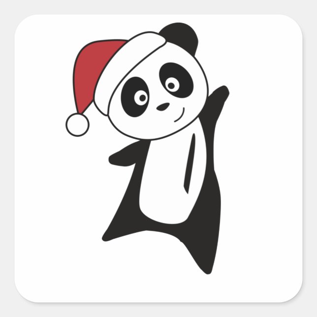 Panda Christmas Snow Winter Animals Pandas Square Sticker (Front)