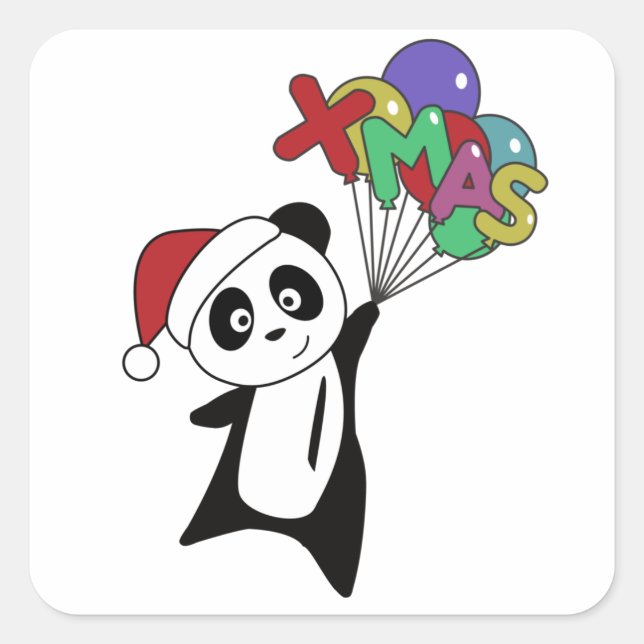Panda Christmas Snow Winter Animals Pandas Square Sticker (Front)
