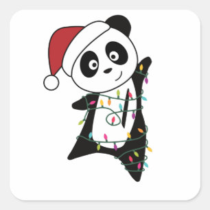 Panda Christmas Snow Winter Animals Pandas Square Sticker
