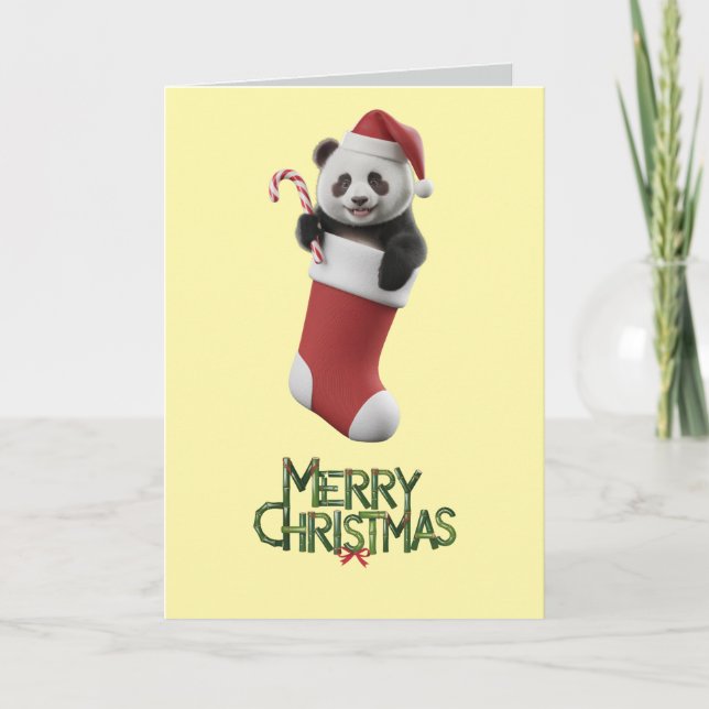 Panda Christmas Stocking Card (Front)