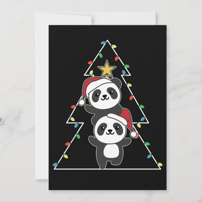 Panda Christmas Tree Christmas Animals Pandas Holiday Card (Front)