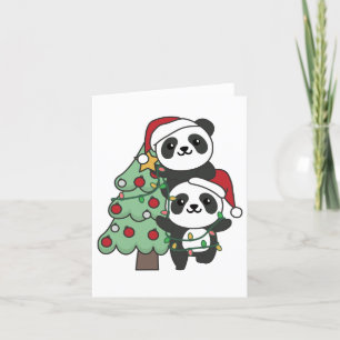 Panda Christmas Tree Christmas Animals Pandas Holiday Card