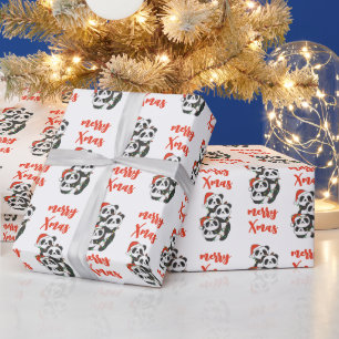 Panda Christmas Tree Christmas Animals Pandas Wrapping Paper