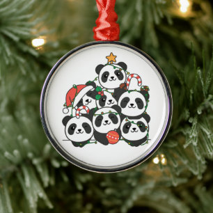 Panda Christmas Tree Funny Animal Christmas Cerami Metal Tree Decoration