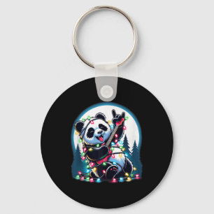 Panda Christmas Tree Lights Funny Xmas Panda Lover Key Ring