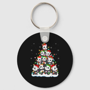 Panda Christmas Tree Lights Xmas Sweater Holiday P Key Ring