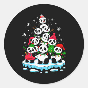 Panda Christmas Tree Panda Lover Xmas Squad Men Wo Classic Round Sticker