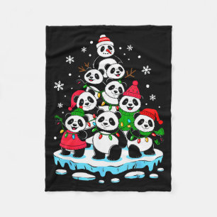 Panda Christmas Tree Panda Lover Xmas Squad Men Wo Fleece Blanket