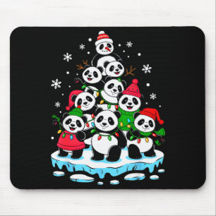 Panda Christmas Tree Panda Lover Xmas Squad Men Wo Mouse Pad