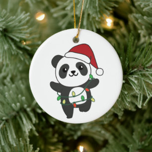 Panda Christmas Winter Animals Pandas Ceramic Orna Tree Decoration
