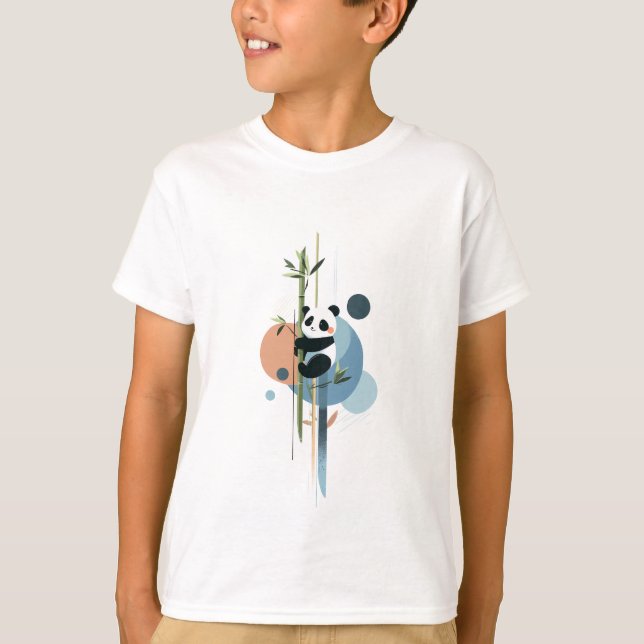 Panda Climbing Bamboo Kids T-Shirt (Front)