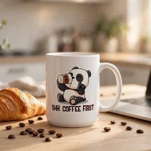 Panda Coffee First Sticker Mug
