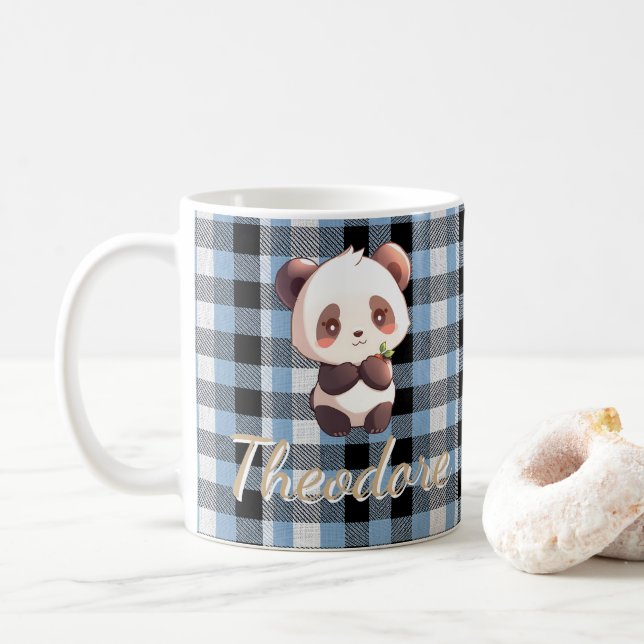 Panda Coffee Mug, Personalised Name Gift Cup (With Donut)