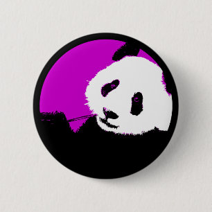 panda. colour customisable circle. 6 cm round badge
