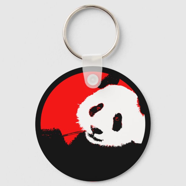 panda. colour customisable circle. key ring (Front)