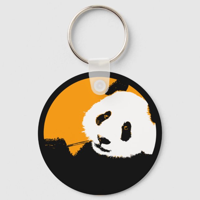 panda. colour customisable circle. key ring (Front)