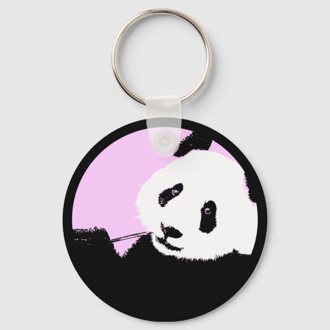 panda. colour customisable circle. key ring (Front)