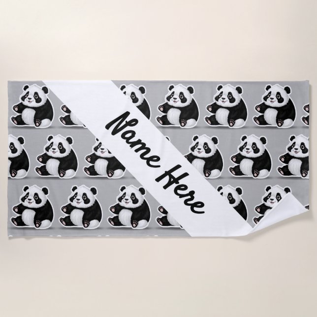 Panda costume name beach towel (Front)