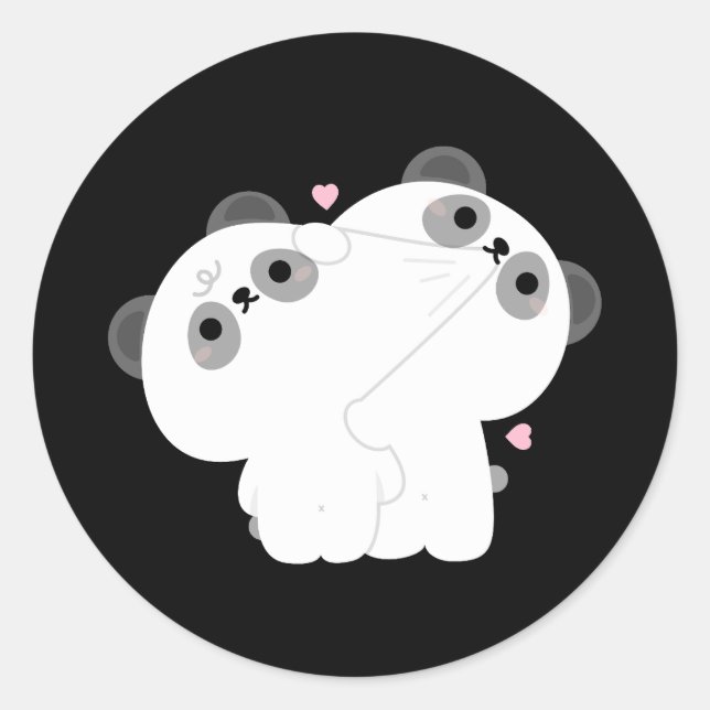 Panda Couple Classic Round Sticker (Front)