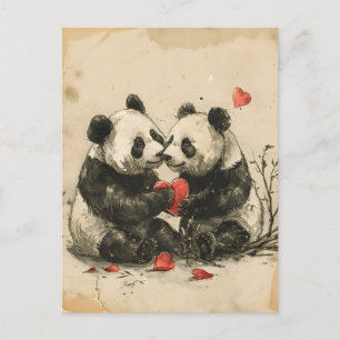 Panda Couple Valentine's Day  Postcard