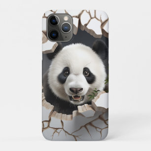 Panda Cracked Hole Art  Panda Smashed Wall 3D Case-Mate iPhone Case