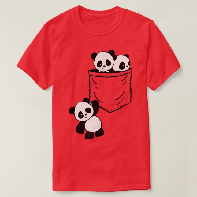 Panda Cub Baby Cute Inside Pocket Hanged Friend Wh T-Shirt (Design Front)