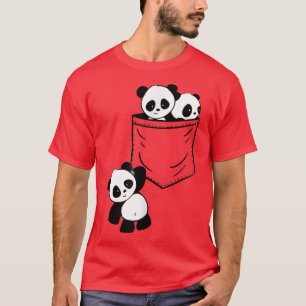 Panda Cub Baby Cute Inside Pocket Hanged Friend Wh T-Shirt