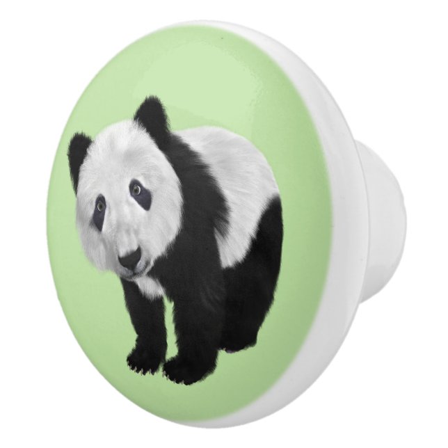 Panda Cub Green Ceramic Knob (Right)