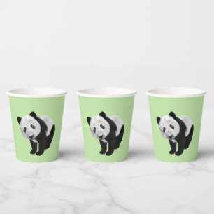 Panda Cub Green Paper Cups