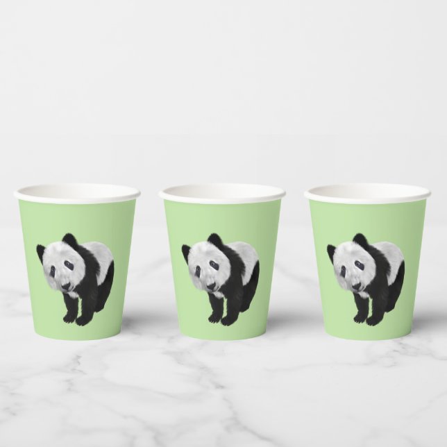 Panda Cub Green Paper Cups (Multi)