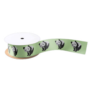 Panda Cub Green Satin Ribbon