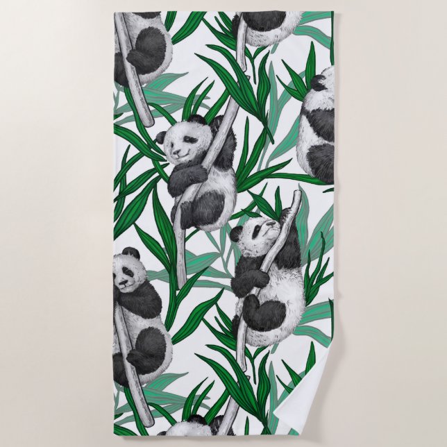 Panda cubs on beach towel (Front)