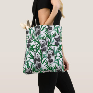 Panda cubs on tote bag