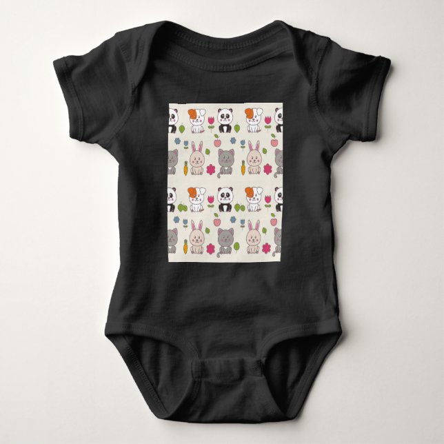 Panda Cute Design Baby Jersey Bodysuit (Front)