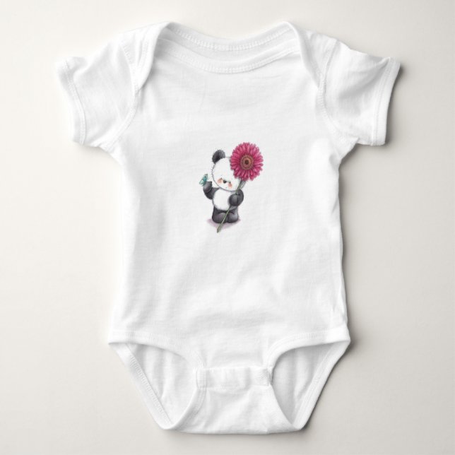 Panda Cute Design Baby Jersey Bodysuit (Front)