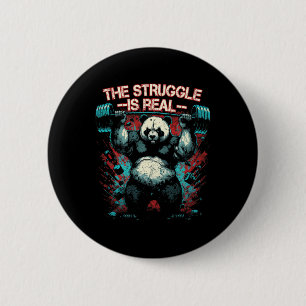 Panda Deadlift Gym Bodybuilding The Struggle Is Re 6 Cm Round Badge