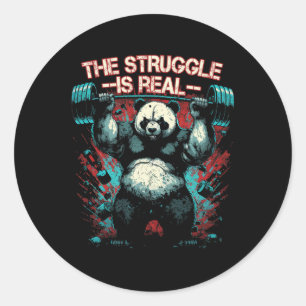 Panda Deadlift Gym Bodybuilding The Struggle Is Re Classic Round Sticker