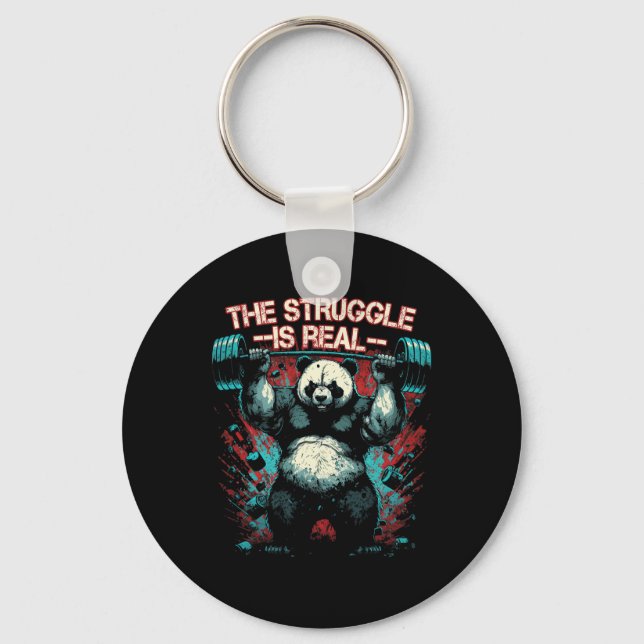 Panda Deadlift Gym Bodybuilding The Struggle Is Re Key Ring (Front)