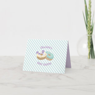 Panda Doughnut Bakery Purple and Green Thank You Card
