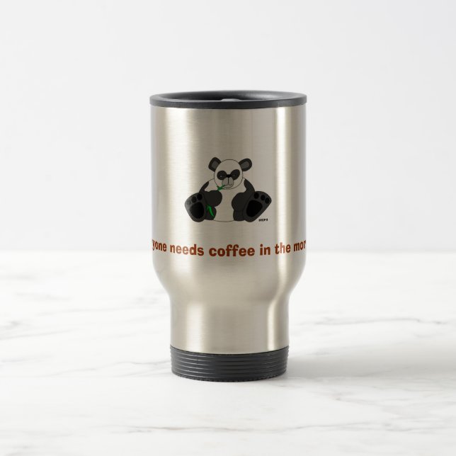 panda_drawing_st5, Everyone needs coffee in the... Travel Mug (Center)