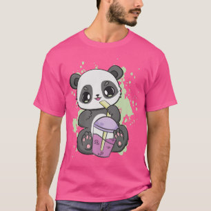 Panda Drinking Boba For Bubble Tea Milk Kawaii Bea T-Shirt